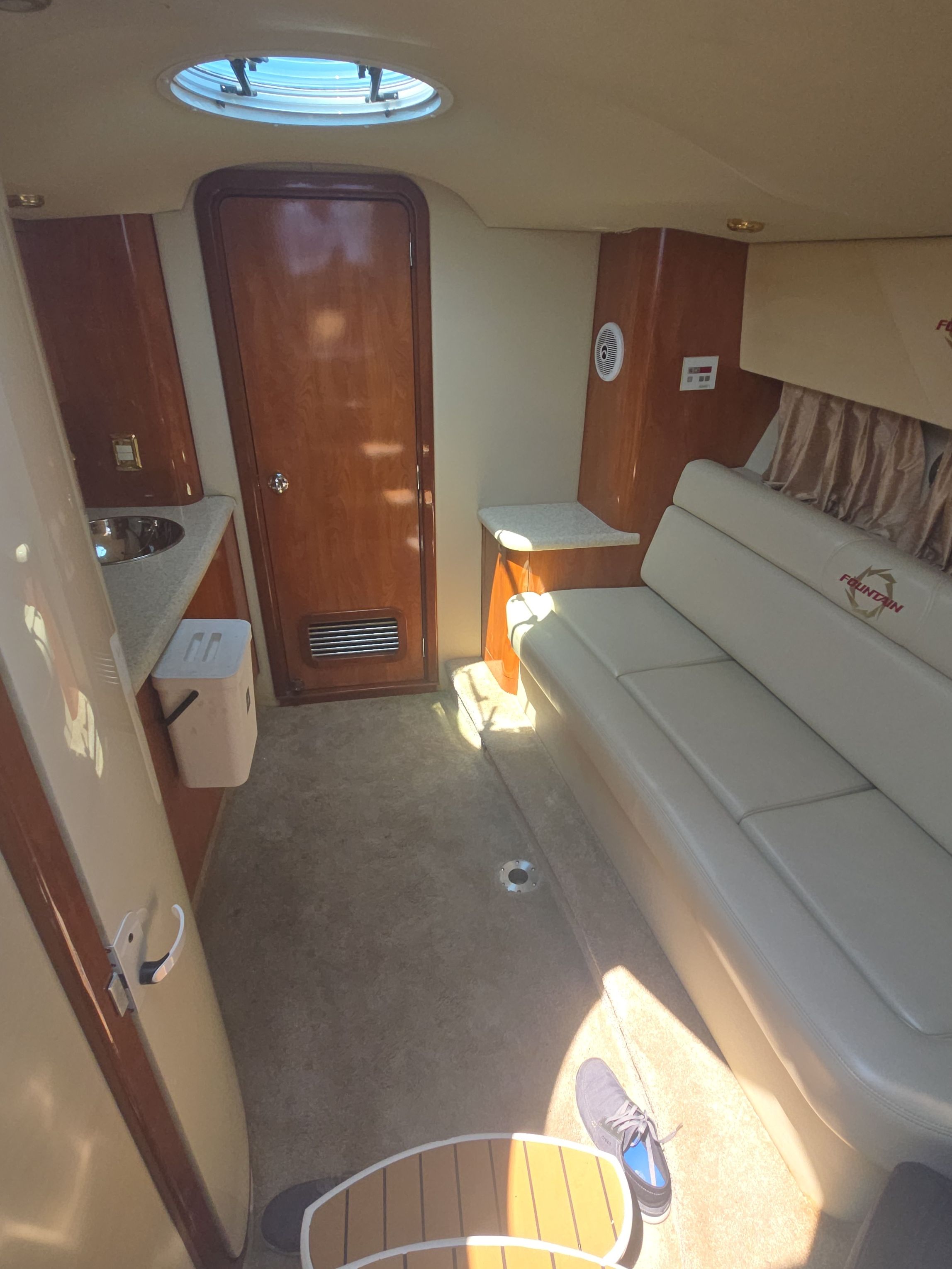 Interior of a 2004 Fountain 38 Express Cruiser yacht.