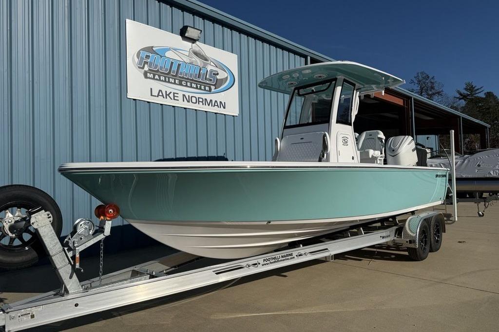 2026 Sportsman Masters 247OE Bay Boat on trailer at Foothills Marine Center.