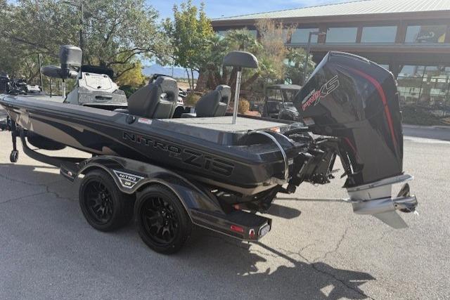 2026 Nitro Z19 XL Pro boat with powerful engine on trailer, parked outdoors.