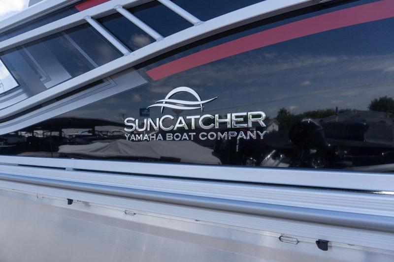 2026 SunCatcher Select 322SL boat by Yamaha Boat Company, sleek design detail.