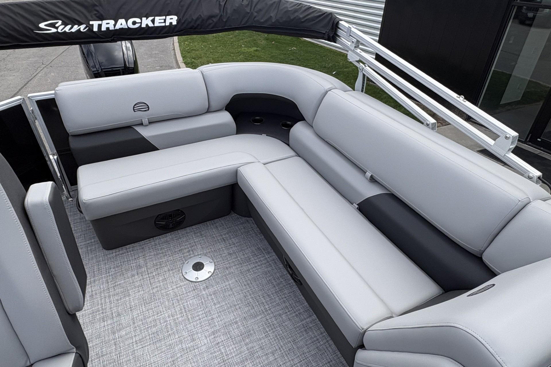 2026 Sun Tracker Party Barge 20 DLX with spacious, comfortable seating and modern design.