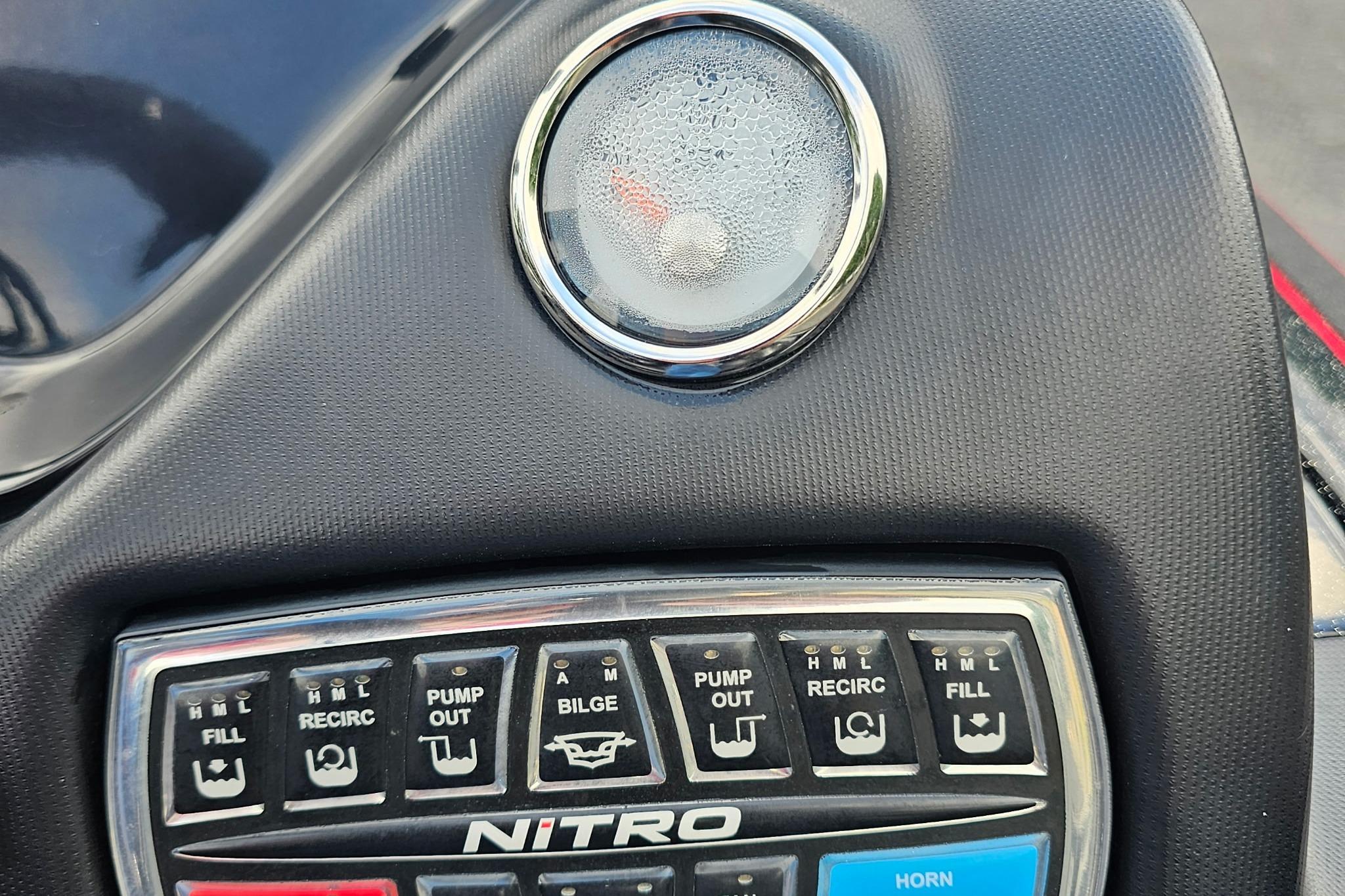 Control panel of a 2017 Nitro Z20 Pro boat with various function buttons.