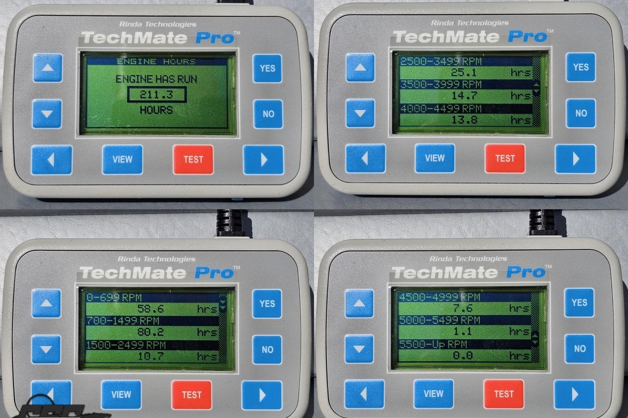 TechMate Pro displays engine hours and RPM data for 2014 Formula 292 FASTech.