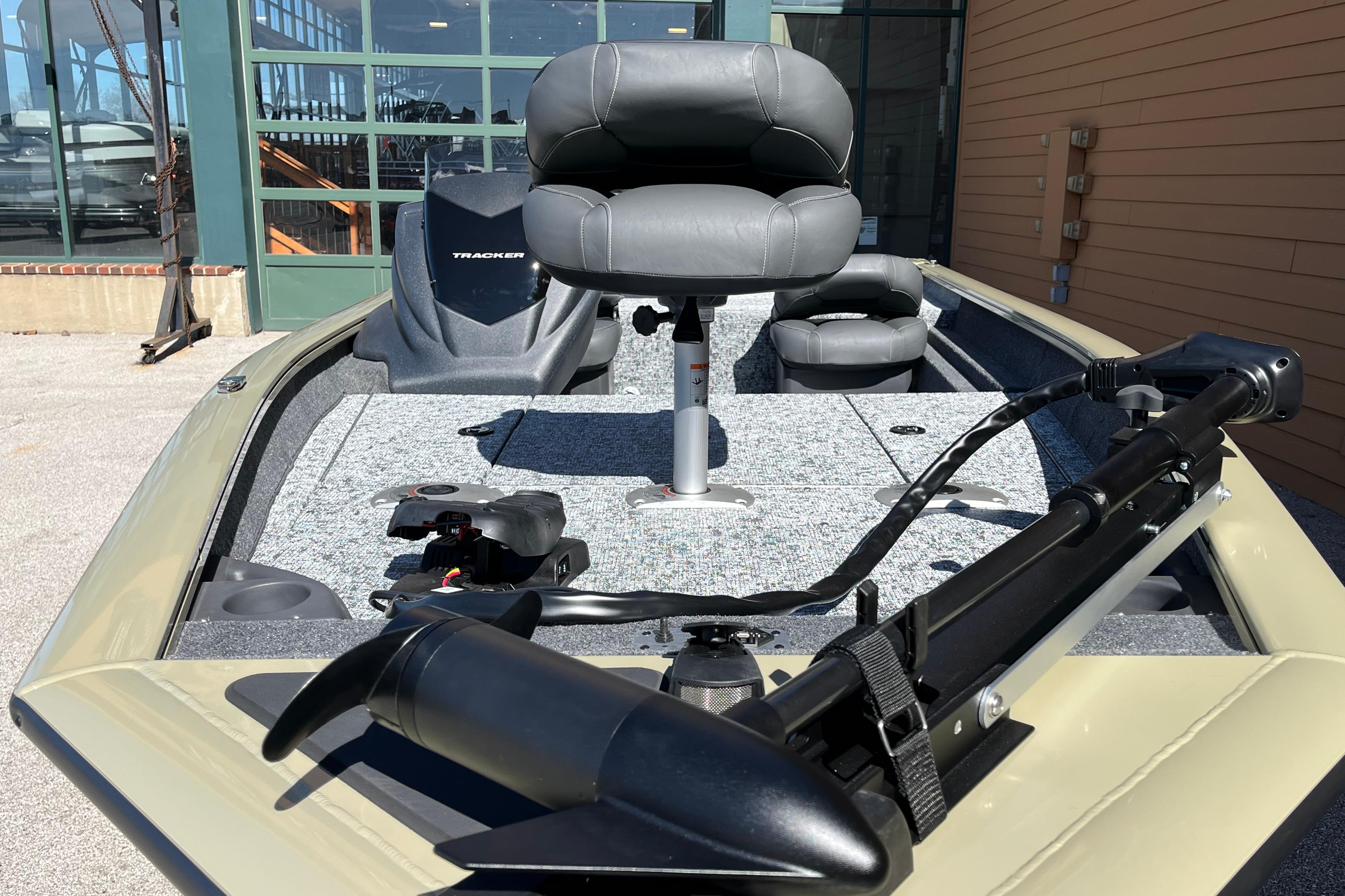 2026 Tracker Pro Team 175 Crappie Edition fishing boat with seating and trolling motor.