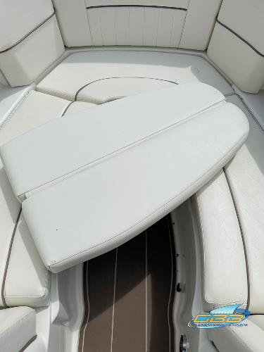 2008 Sea Ray 270 SLX boat interior with white cushioned seating.
