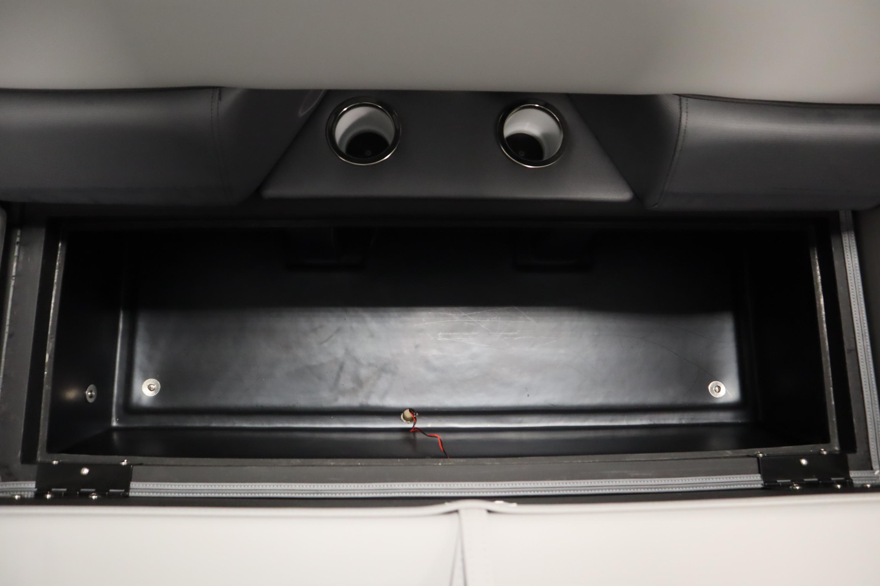 2025 Bentley Pontoons Elite 253 Admiral Tri-toon storage compartment, featuring sleek design and functionality.