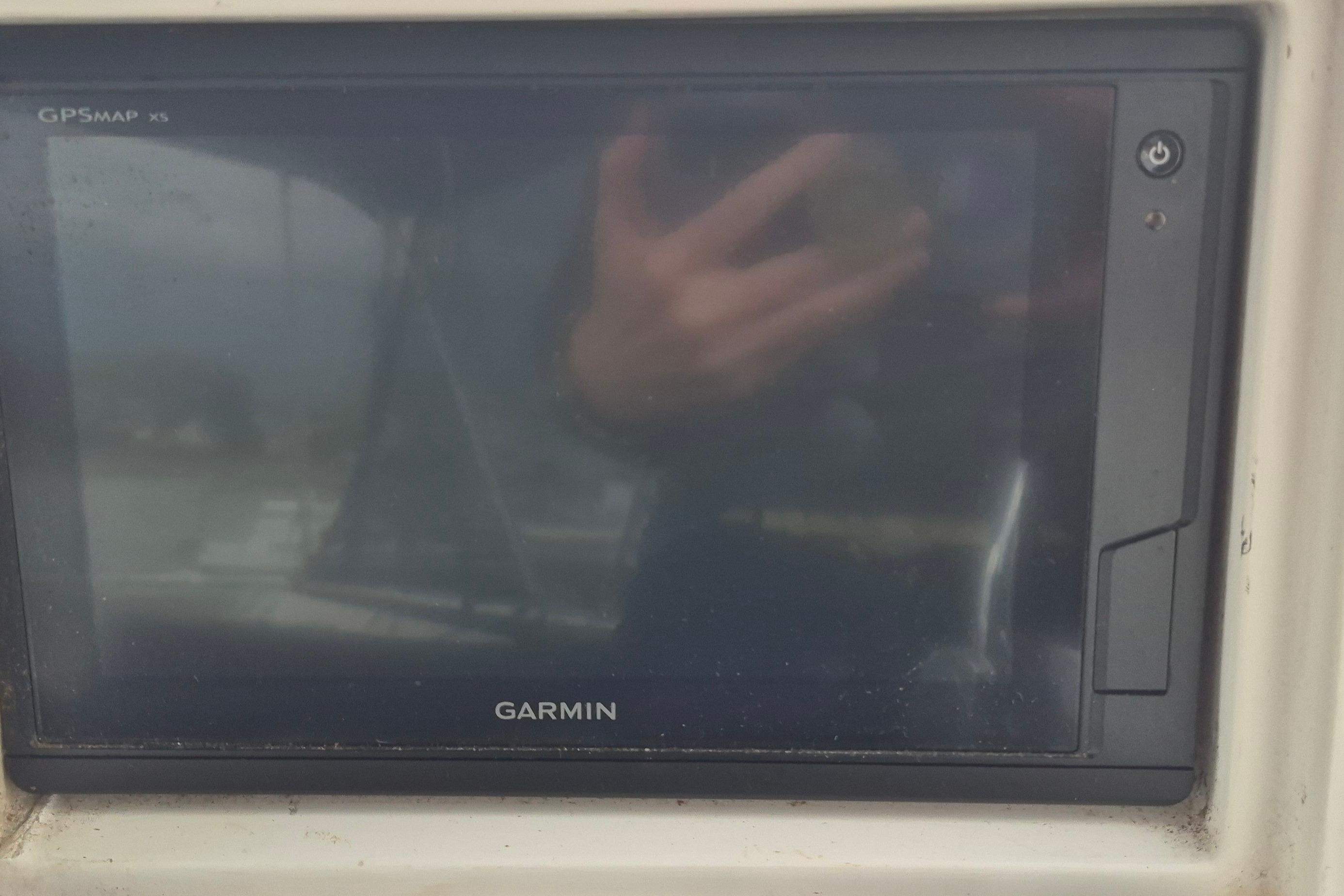 Garmin GPSMap XS display on 1983 Grand Banks 42 Motoryacht dashboard.